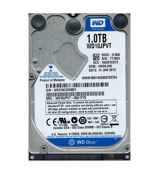 WD10JPVT-35A1YT0 - Western Digital Scorpio Blue 1TB 5400RPM SATA 3Gb/s 8MB Cache 2.5-inch Hard Drive