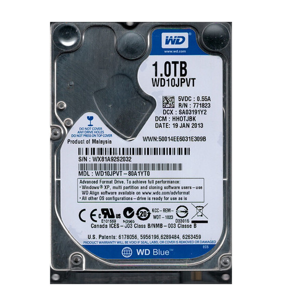 WD10JPVT-80A1YT0 - Western Digital Scorpio Blue 1TB 5400RPM SATA 3Gb/s 8MB Cache 2.5-inch Hard Drive