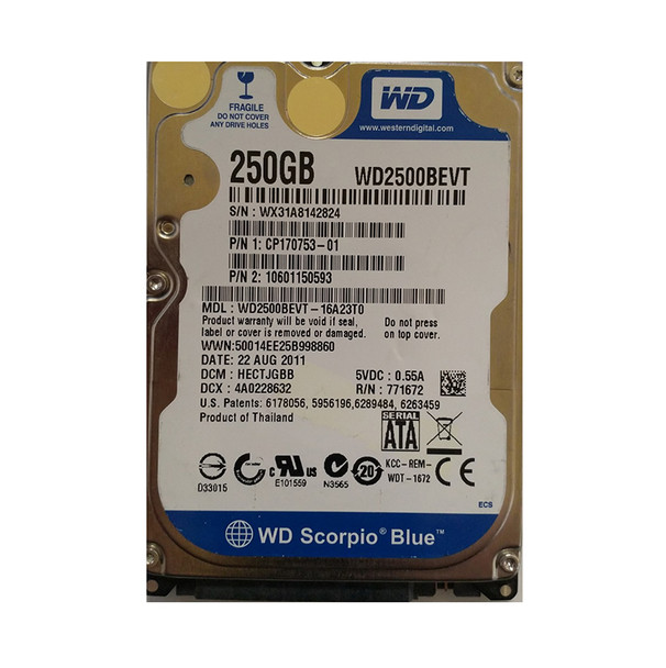 WD2500BEVT-16A23T0 - Western Digital Scorpio Blue 250GB 5400RPM SATA 3Gb/s 2.5-inch Hard Drive