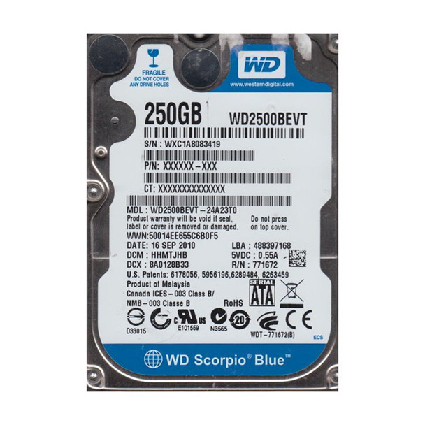 WD2500BEVT-24A23T0 - Western Digital Scorpio Blue 250GB 5400RPM SATA 3Gb/s 2.5-inch Hard Drive
