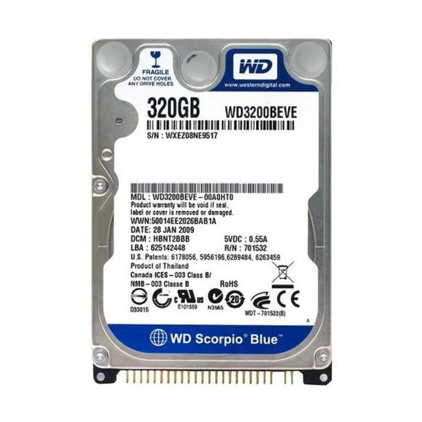 WD3200BEVE-00A0HT0 - Western Digital Scorpio Blue 320GB 5400RPM PATA 8MB Cache (RoHS) 2.5-inch Hard Drive