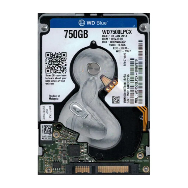 WD7500LPCX - Western Digital Scorpio Blue 750GB 5400RPM SATA 6Gb/s 16MB Cache 2.5-inch Hard Drive