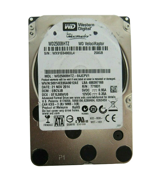 WD2500BHTZ-04JCPV1 - Western Digital VelociRaptor 250GB 10000RPM SATA 6Gb/s 64MB Cache 2.5-inch Hard Drive