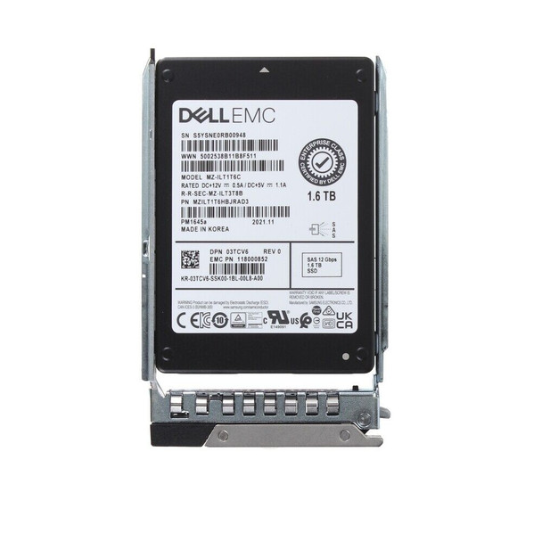3TCV6 - Dell 1.6TB SAS 12Gb/s Mixed Use TLC 2.5-inch Solid State Drive