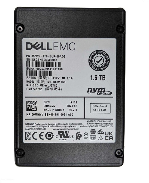 0MNMV - Dell 1.6TB Triple-Level Cell PCI Express NVMe 4.0 x4 Mixed Use 2.5-inch Solid State Drive