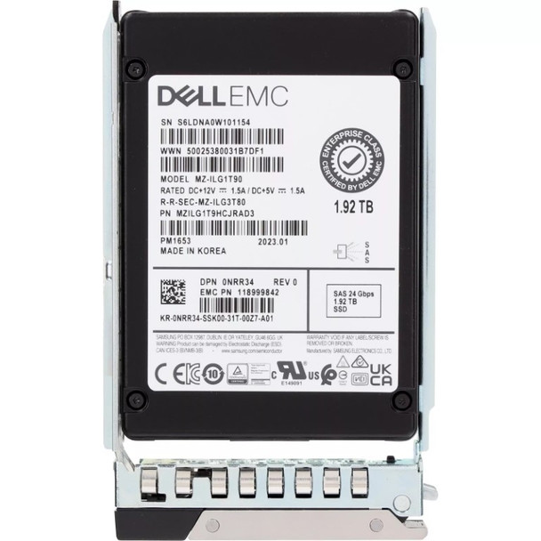 NRR34 - Dell 1.92TB SAS 24Gb/s Triple-Level Cell Read Intensive 2.5-In Enterprise Solid State Drive for 15G PowerEdge C6420 Server