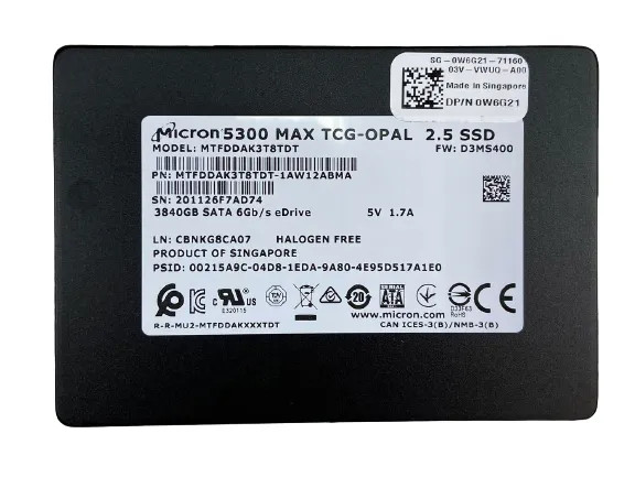 W6G21 - Dell 3.84TB SATA 6Gb/s 2.5-inch Solid State Drive