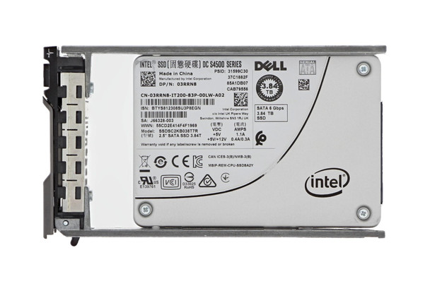 3RRN8 - Dell 3.84TB SATA 6Gb/s Read Intensive TLC (512e) 2.5-inch Solid State Drive