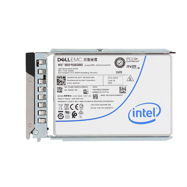 KRT3G - Dell 3.84TB Triple-Level Cell PCI Express 4.0 X4 Nvme U.2 15mm 2.5-inch Solid State Drive For 14g Poweredge Server
