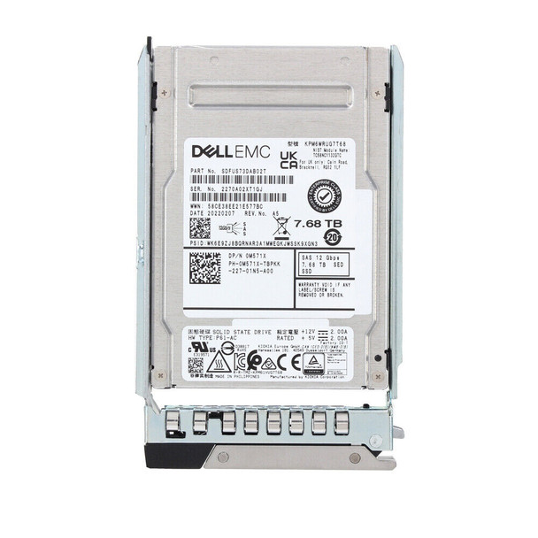 M571X - Dell 7.68TB 12Gb/s 2.5-inch SFF vSAS 512e Enterprise Solid State Drive with Tray for 14g 15g 16g PowerEdge Server