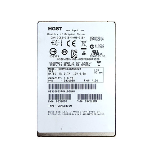 0B31068 - HGST SSD1600MM 1.6TB SAS 12Gb/s MLC 2.5-inch Solid State Drive