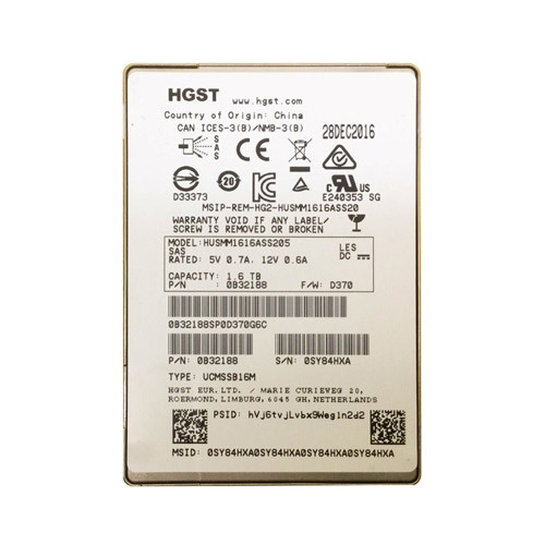 HUSMM1616ASS205 - HGST Ultrastar SSD1600MM 1.6TB SAS 12Gb/s Mainstream Endurance MLC (FIPS-TCG Encryption) 2.5-inch Solid State Drive