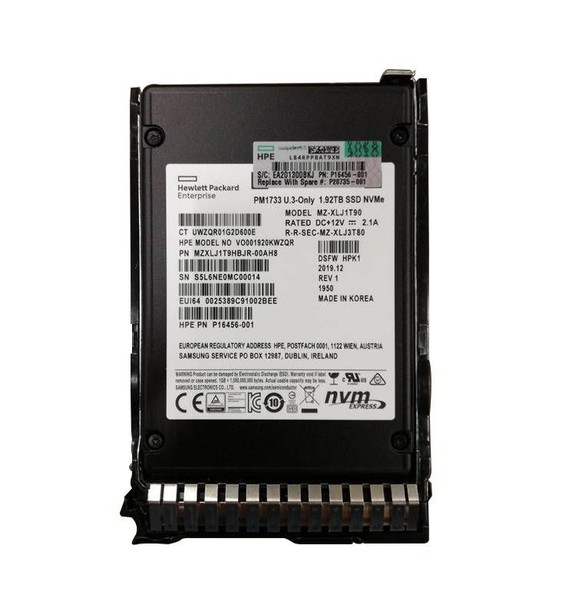 P16501-B21 - HPE 1.92TB PCI Express NVMe Read Intensive U.3 2.5-inch Solid State Drive for ProLiant Server