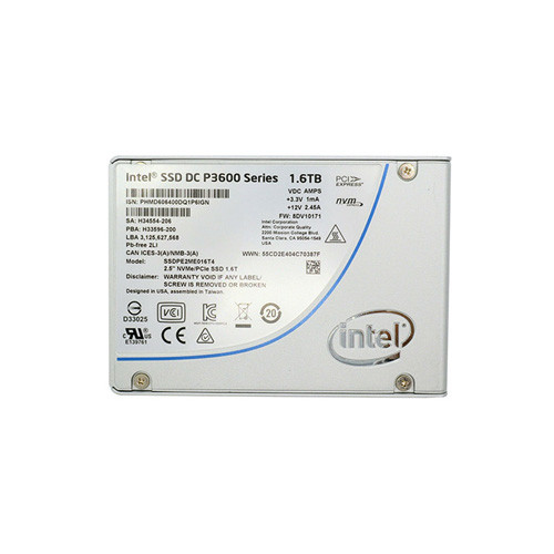 SSDPE2ME016T4 - Intel DC P3600 Series 1.6TB PCI-Express 3.0 x4 NVMe MLC U.2 2.5-inch Solid State Drive