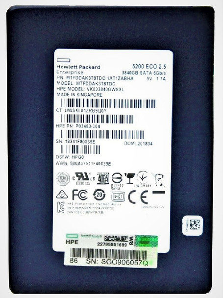 MTFDDAK3T8TDC-1AT1ZABHA - Micron 3.84TB SATA 6Gb/s Triple-Level Cell Read Intensive Hot Swappable 2.5-inch Solid State Drive Hpe Oem