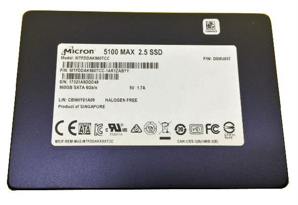MTFDDAK960TCC-1AR1ZABYY - Micron 5100 MAX 960GB SATA 6Gb/s 3D NAND TLC 2.5-inch Solid State Drive