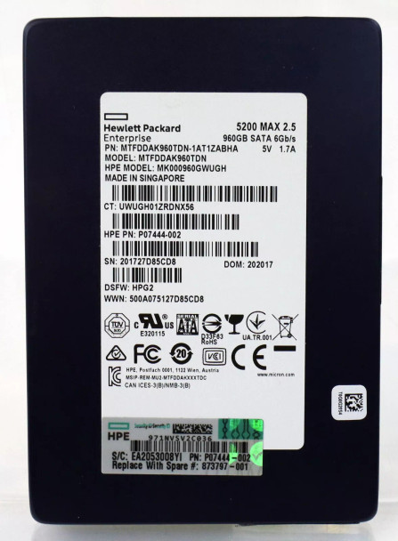 MTFDDAK960TDN-1AT1ZABHA - Micron 960GB SATA 6Gb/s Mixed Use 2.5-inch Ssd Brand New Hpe Oem