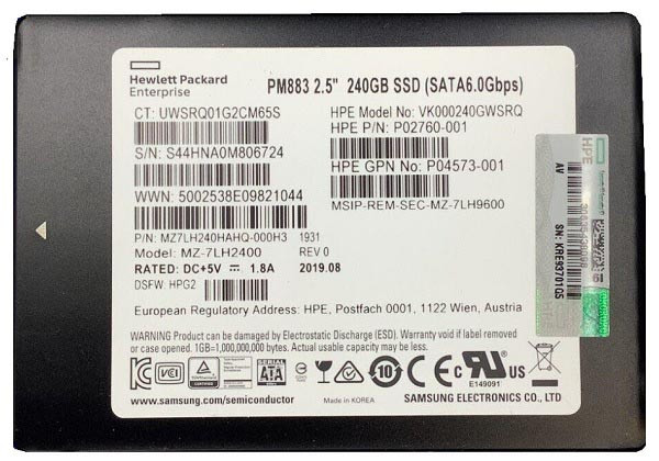 MZ7LH240HAHQ-000H3 - Samsung 240GB SATA III 6Gb/s Read Intensive 3D V-NAND TLC 2.5-inch Solid State Drive