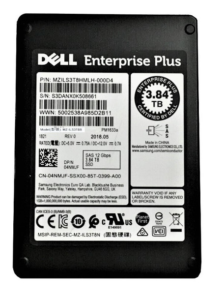 MZILS3T8HMLH-000D4 - Samsung PM1633 3.84TB SAS 12Gb/s Read Intensive MLC 2.5-inch Solid State Drive