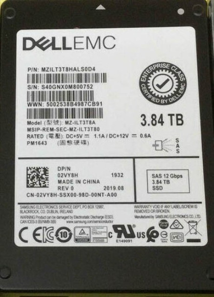 MZILT3T8HALS0D4 - Samsung PM1643 Series 3.84TB SAS 12Gb/s Triple-Level Cell Read Intensive 2.5-inch Enterprise Solid State Drive for Dell Compellent Oem