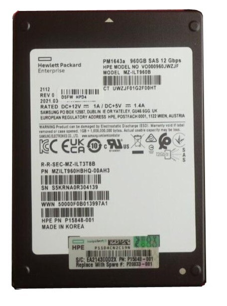 MZILT960HBHQ-00AH3 - Samsung PM1643a Series 960GB SAS 12Gb/s 2.5-inch Solid State Drive