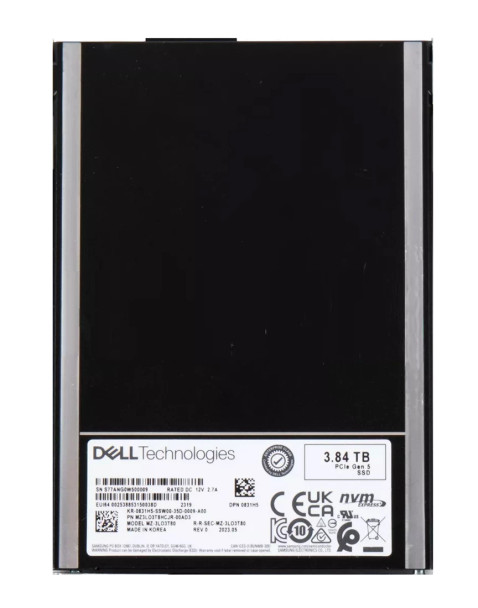 MZ3LO3T8HCJR-00AD3 - Samsung PM1743 3.84TB RI TLC Gen5 x4 NVMe E3.S Solid State Drive Dell Oem