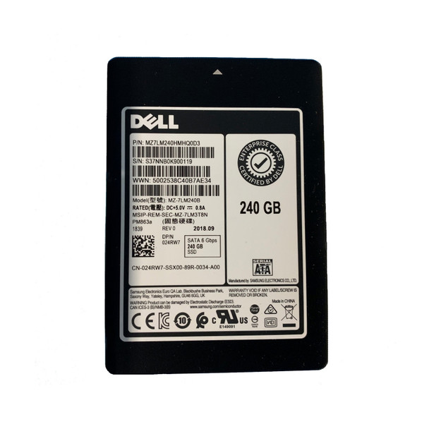 MZ7LM240HMHQ0D3 - Samsung PM863 Series 240GB SATA 6Gb/s Triple-Level Cell Read Intensive 2.5-inch Solid State Drive Dell Oem