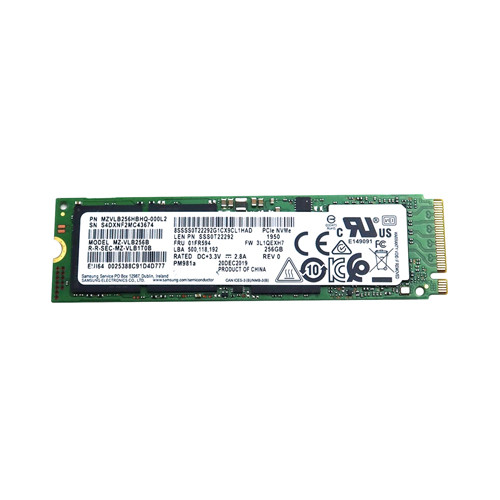 MZVLB256HBHQ-000L2 - Samsung PM981a Series 256GB PCI-Express 3.0 X4 NVMe 3D NAND TLC (AES-256 / TCG Opal 2.0) M.2 2280 Solid State Drive