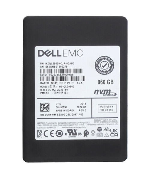 MZQL2960HCJR-00AD3 - Samsung PM9A3 960GB PCI Express NVMe 4.0 x4 2.5-In Solid State Drive Dell Oem