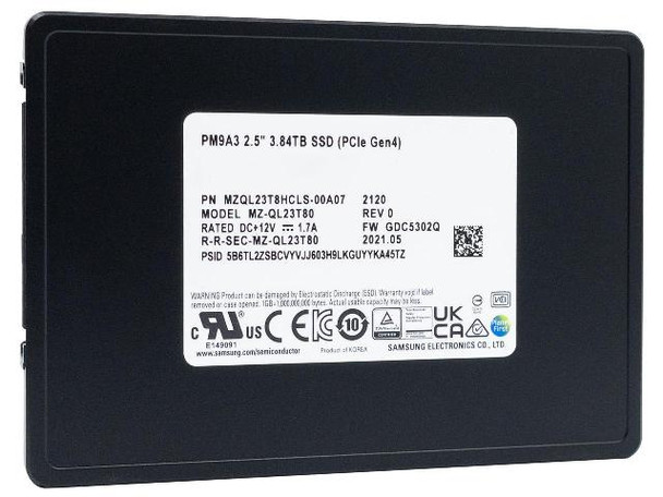 MZQL23T8HCLS - Samsung PM9A3 Series 3.84TB Multi-Level-Cell PCI Express NVMe 4.0 x4 V NAND 2.5-inch Solid State Drive