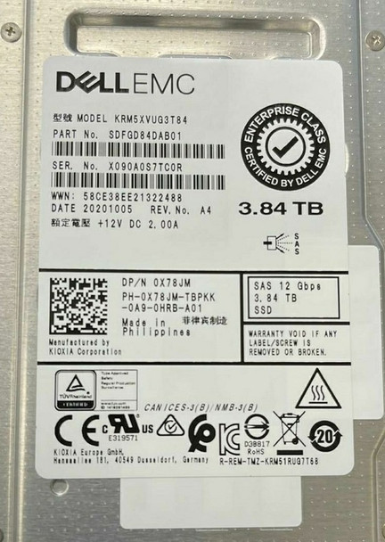 SDFGD84DAB01 - Toshiba 3.84TB SAS 12Gb/s TLC Mixed Use 2.5-inch Solid State Drive