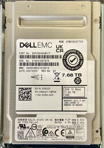 SDFUS83DAB01T - Toshiba 7.68TB SAS 12Gb/s Triple-Level Cell 3D Bics Flash Read Intensive 512e 2.5-inch Solid State Drive