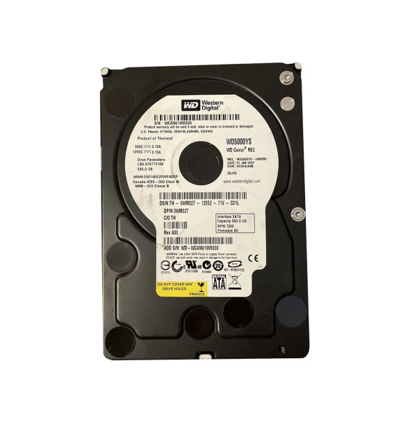 WM327 - Dell 500GB 7200RPM SATA 3Gb/s 3.5-inch Hard Drive