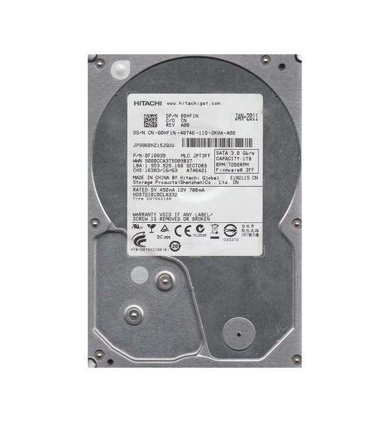0F10839 - HGST Deskstar 7K1000.C Series 1TB 7200RPM SATA 3Gb/s 32MB Cache 3.5-inch Hard Drive
