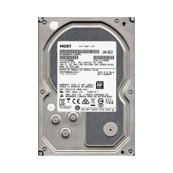 0F26900 - HGST Deskstar NAS 6TB 7200RPM SATA 6Gb/s 128MB Cache 3.5-inch Hard Drive