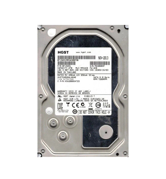 0F19451 - HGST Ultrastar 7K4000 2TB 7200RPM SATA 6Gb/s 64MB Cache (512e) 3.5-inch Hard Drive
