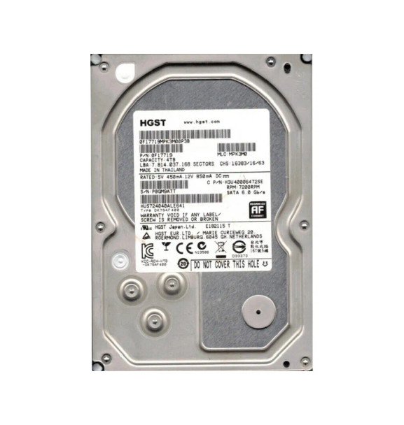 0F17719 - HGST Ultrastar 7K4000 Series 4TB 7200RPM SATA 6Gb/s 64MB Cache ((512e) / TCG) 3.5-inch Hard Drive