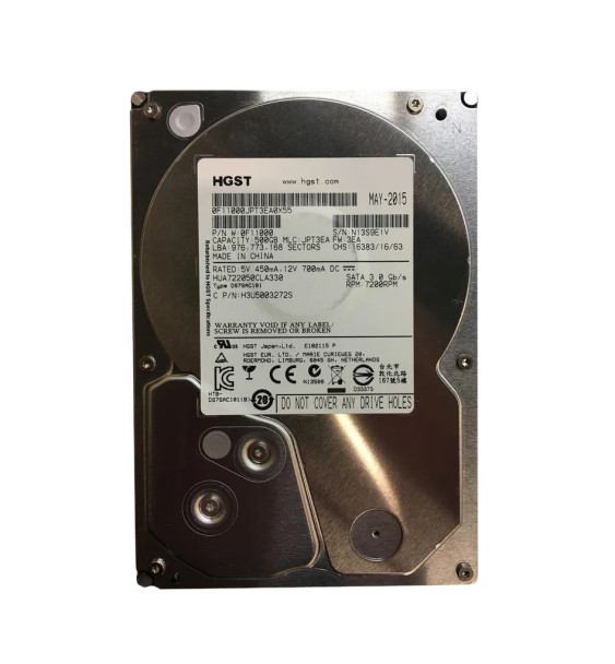 H3U5003272S - HGST Ultrastar A7K2000 500GB 7200RPM SATA 3Gb/s 32MB Cache (512e) 3.5-inch Hard Drive