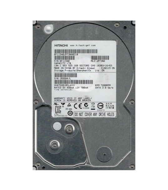 0F11540 - HGST Ultrastar A7K2000 Series 1TB 7200RPM SATA 3Gb/s 32MB Cache 512e (Bulk Data Encryption) 3.5-inch Enterprise Hard Drive