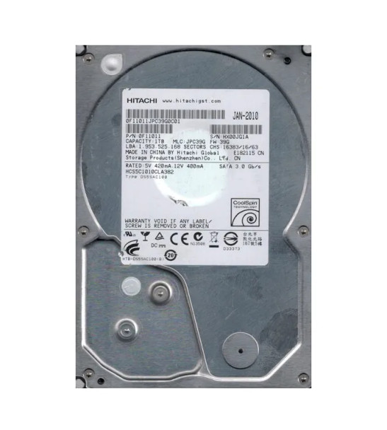 0F11011 - Hitachi CinemaStar 5K1000 1TB 5400RPM 8MB Cache SATA 3Gb/s 3.5-inch Hard Drive