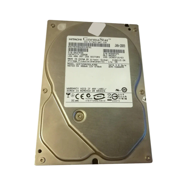 HCP725025GLA380 - Hitachi CinemaStar P7K500 250GB 7200RPM SATA 3Gb/s 8MB Cache 3.5-inch Hard Drive