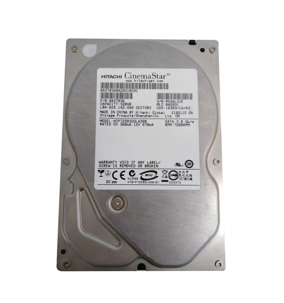HCP725032GLA380 - Hitachi CinemaStar P7K500 320GB 7200RPM SATA 3Gb/s 8MB Cache 3.5-inch Hard Drive