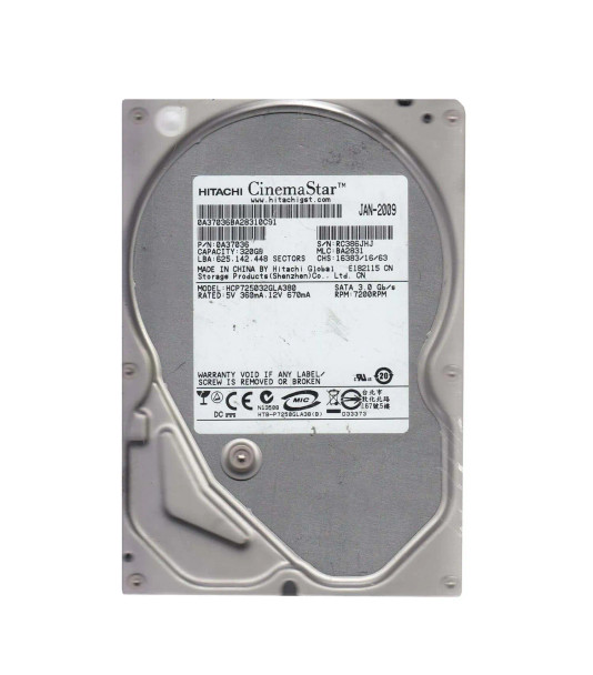 0A37036 - Hitachi CinemaStar P7K500 Series 320GB 7200RPM SATA 3Gb/s 8MB Cache 3.5-inch Hard Drive