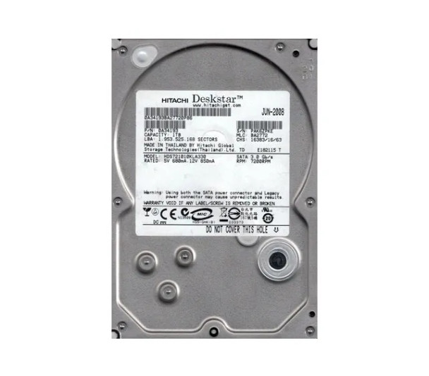 0A34193 - Hitachi Deskstar 7K1000 Series 1TB 7200RPM SATA 3Gb/s 32MB Cache (512) 3.5-inch Hard Drive