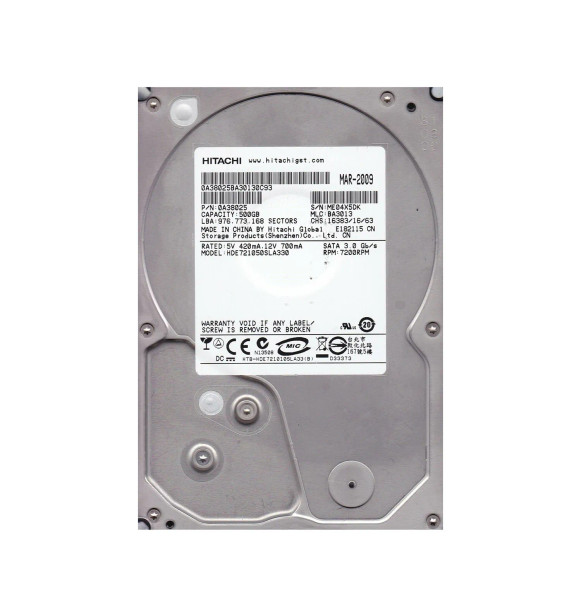 HDE721050SLA330 - Hitachi Deskstar E7K1000 500GB 7200RPM 32MB Cache SATA 3Gb/s 3.5-inch Hard Drive
