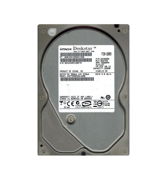0A36888 - Hitachi Deskstar P7K500 Series 250GB 7200RPM SATA 3Gb/s 8MB Cache 3.5-inch Hard Drive
