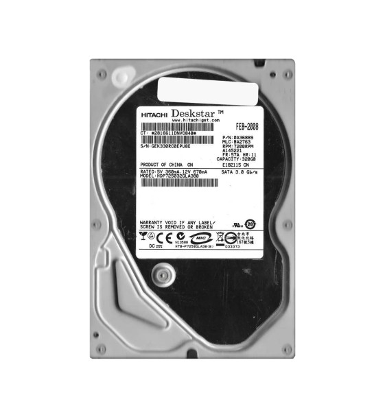 HDP725032GLA380 - Hitachi Deskstar P7K500 Series 320GB 7200RPM SATA 3Gb/s 8MB Cache 3.5-inch Hard Drive