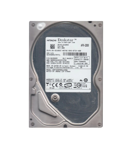 0A36895 - Hitachi Deskstar P7K500 Series 500GB 7200RPM SATA 3Gb/s 16MB Cache 3.5-inch Hard Drive