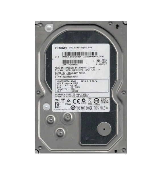 HUA5C3030ALA640 - Hitachi Ultrastar 5K3000 Series 3TB 5400RPM SATA 6Gb/s 64MB Cache 3.5-inch Hard Drive