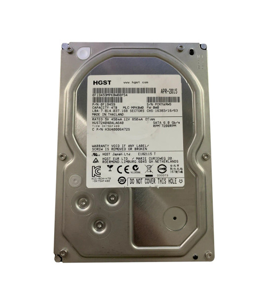 0F19459 - Hitachi Ultrastar 7K4000 4TB 7200RPM SATA 6Gb/s 64MB Cache 3.5-inch Hard Drive